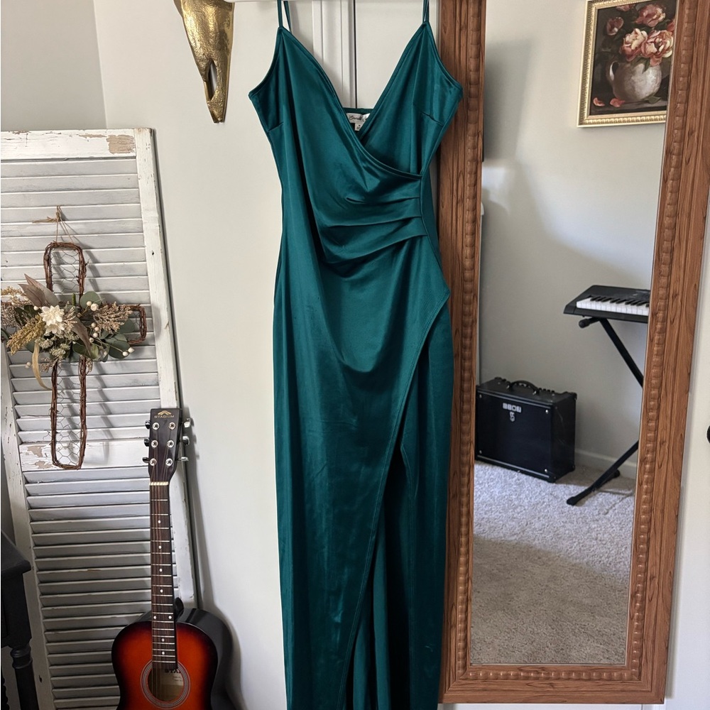 Emerald Sundae Asymmetrical Teal Dress